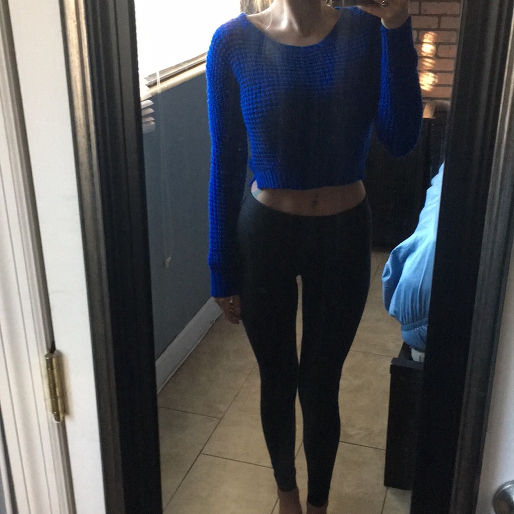 Royal Blue Crop Knit Sweater - Picture 4 of 6